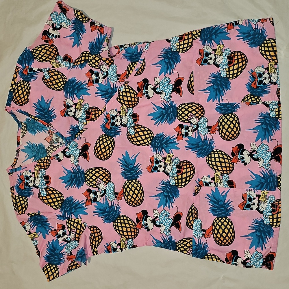 Minnie Mouse Pineapple Women's Scrub Top Unsized Used